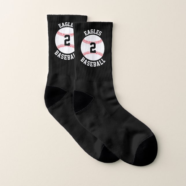 Name des Baseball-Teams und Spielernummer benutzer Socken (Paar)