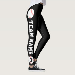 Name des Baseball-Teams und Spielernummer Leggings