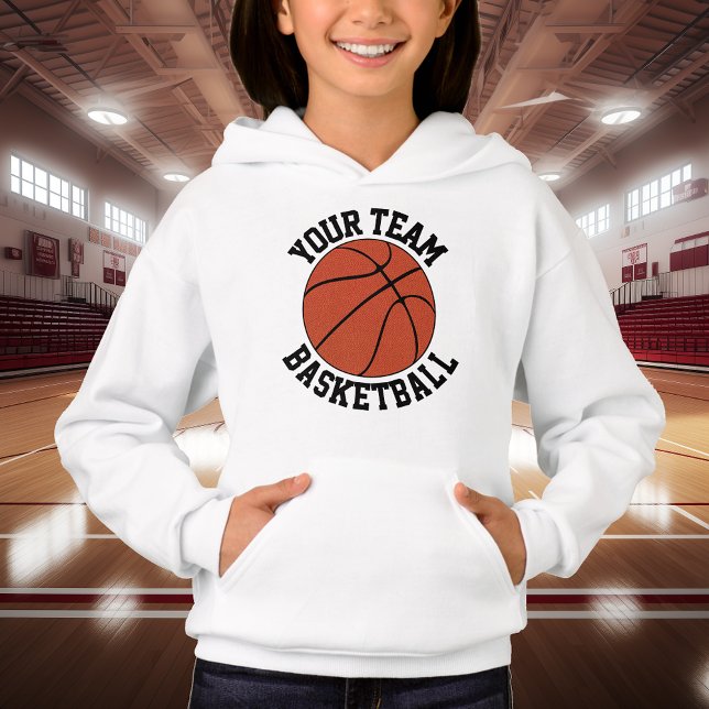 Name des Basketballteams, Name des Spielers und Nu Hoodie (Girls custom basketball hoodie with personalized team name, player name and jersey number.)