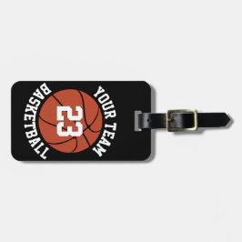 Name des Basketballteams, Spielernummer und Farbe Gepäckanhänger