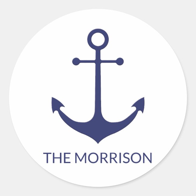 Name des benutzerdefinierten Bootes nautischer Ank Runder Aufkleber (Vorderseite)