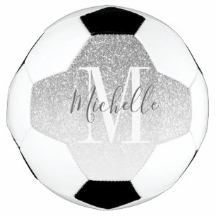 Name des benutzerdefinierten Girl-Silver-Glitzer Fußball
