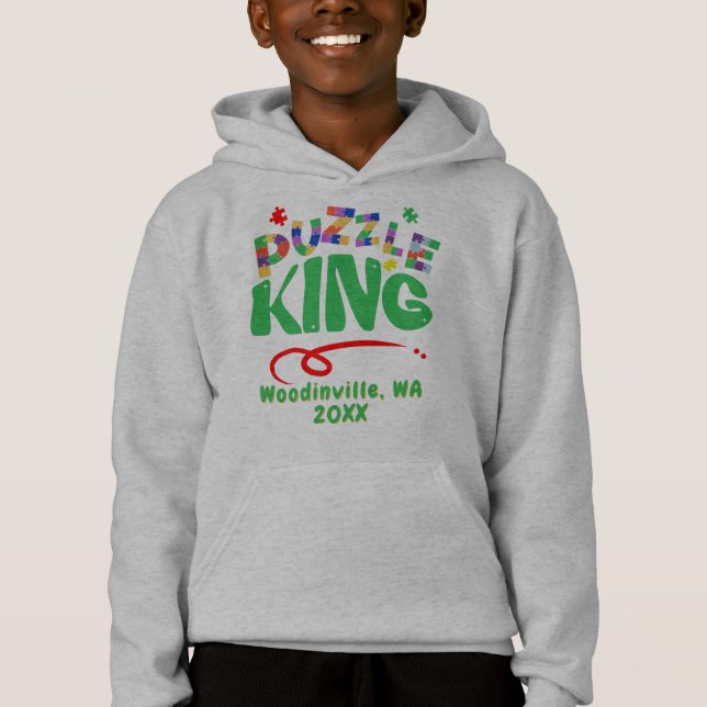 Name des benutzerdefinierten Jigsaw-Puzzle-King-Po Hoodie (Vorderseite)