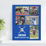 Name des benutzerdefinierten Lacrosse-Fotosammlung Leinwanddruck<br><div class="desc">Zeigen Sie Ihrem Team Stolz mit diesen speziellen Lacrosse Sticks und dem Ball Foto Design mit Ihren hochgeladenen Fotos und dem eigenen Text. Geben Sie den Namen oder Teamname Ihres Spielers, das Jahr oder die Jersey-Nummer ein. Ein tolles Ende der Saison Geschenk oder Coach's Geschenk. Ändern Sie die Hintergrundfarbe entsprechend...</div>