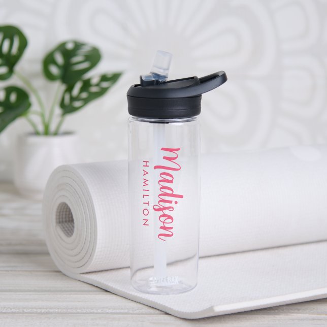 Name des benutzerdefinierten rosa Skripts Trinkflasche (Yoga)