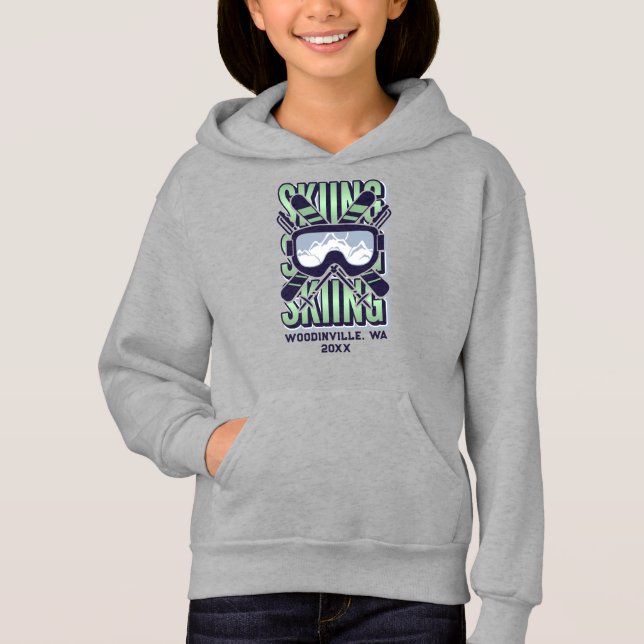Name des benutzerdefinierten Skiort Hoodie (Vorderseite)
