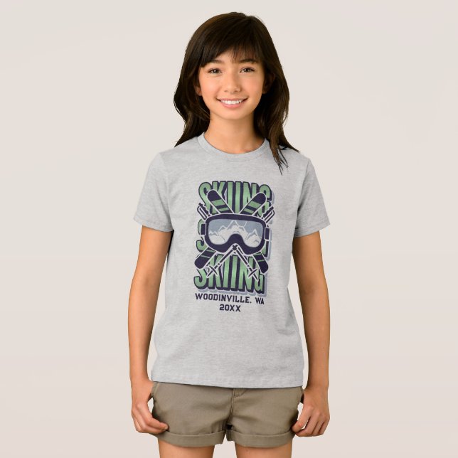 Name des benutzerdefinierten Skiort Tri-Blend Shirt (Vorderseite Voll)