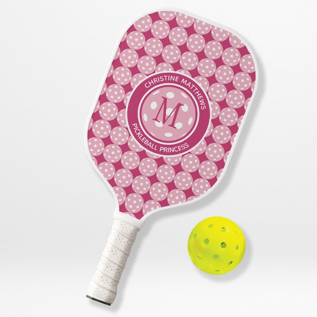 Name des benutzerdefinierten Zitats bei Pickleball Schläger (Pickleball Princess Custom Quote Name Initial Pink Pickleball Paddle)