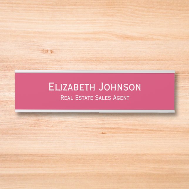 Name des beruflichen Geschäftsbüros Türschild (Professional Business Office Name Title Dark Pink Door Sign)