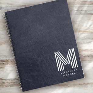 Name des Beruflichen Monogramms aus blauem Leder Notizbuch