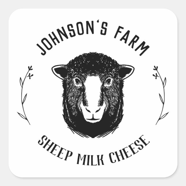 Name des Betriebs | Kranz | Schafmilchkäse | VINTA Quadratischer Aufkleber (Vorderseite)