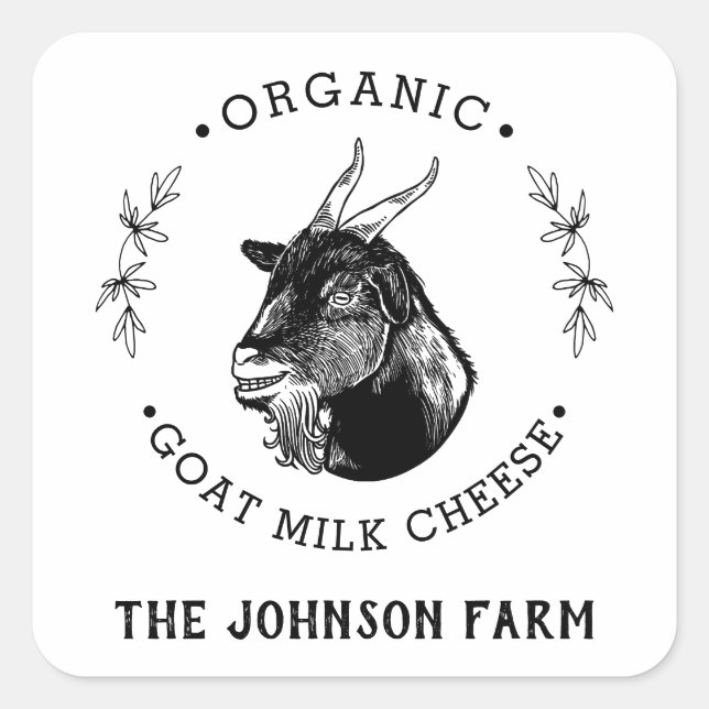 Name des Betriebs | Kranz | Ziegenmilchkäse | VINT Quadratischer Aufkleber (Vorderseite)