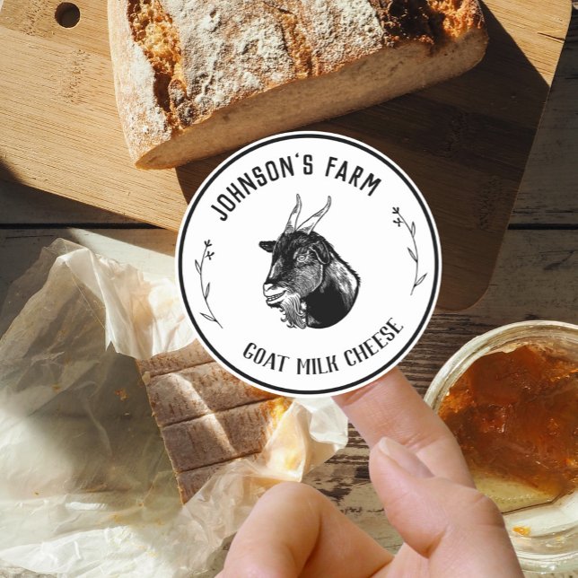 Name des Betriebs | Kranz | Ziegenmilchkäse | VINT Runder Aufkleber (Von Creator hochgeladen)