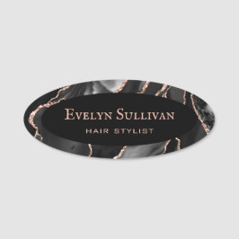 Name des Black Rose Gold Agate Namensschild