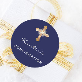 Name des blauen Jungen der Bestätigung Runder Aufkleber