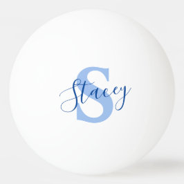 Name des blauen Monogramms und Anfangsbezeichnung Tischtennisball