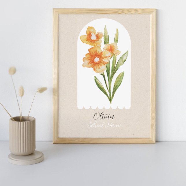 Name des Bloral-Skripts der benutzerdefinierten Wi Fotodruck (Add a personal touch to your space with our Custom Wildflower Floral Script Name Art.)