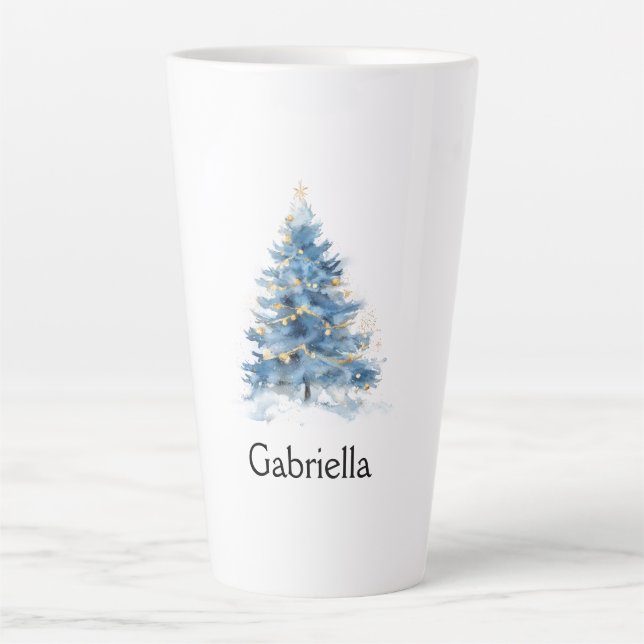 Name des Blue Gold Weihnachtsbaumes Milchtasse (Vorderseite)