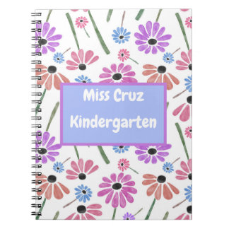 Name des Blumenlehrers/Dienstgrad farbenfroh Notizblock