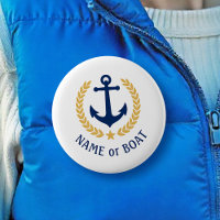 Name des Bootes Anchor Gold Style Laurel Star Navy