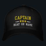 Name des Bootes Captain Nautical Stars Gold Silver Bestickte Baseballkappe<br><div class="desc">Segeln Sie stilvoll mit einem personalisierten Schwarz mit Gold und Silber bestickten Hut mit Ihrem Captain Rank oder einem anderen Titel,  Ihrem Namen oder Boat Name und Sternen. Verschiedene Kappe- und Gewindelfarben zur Auswahl. Macht ein großartiges Geschenk für Väter Tag,  Mütter Tag oder jede Gelegenheit.</div>