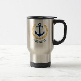 Name des Bootes Nautical Anchor Gold Style Laurel Reisebecher