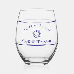 Name des Bootes Nautical Kompass Trinkset Weinglas Ohne Stiel