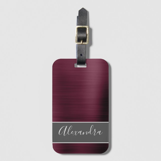 Name des Borgundy-Metalls Gepäckanhänger (Vorderseite Vertikal)