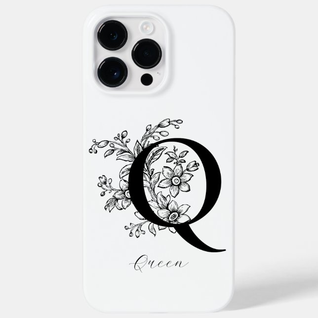 Name des Botanischen Buchstaben Q Monogramms Case-Mate iPhone Hülle (Rückseite)