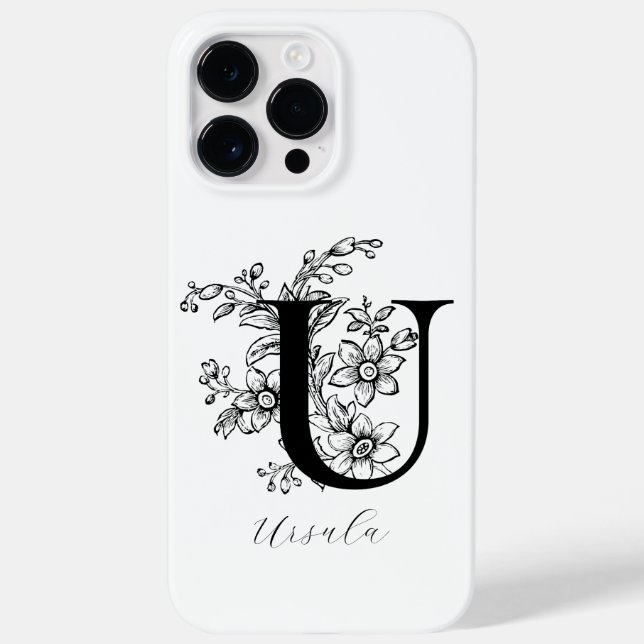 Name des Botanischen Buchstaben U Monogramms Case-Mate iPhone Hülle (Rückseite)
