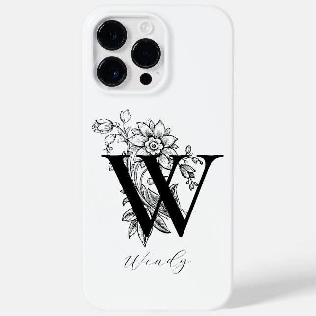 Name des Botanischen Buchstaben W Monogramms Case-Mate iPhone Hülle (Rückseite)
