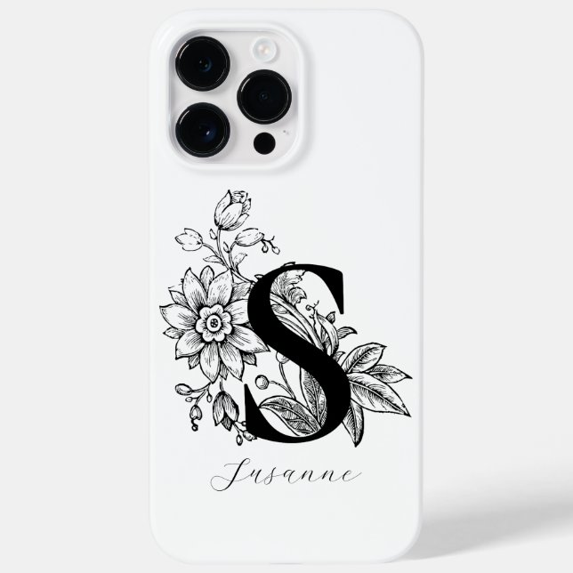 Name des Botanischen Buchstabens S Monogramm Case-Mate iPhone Hülle (Rückseite)