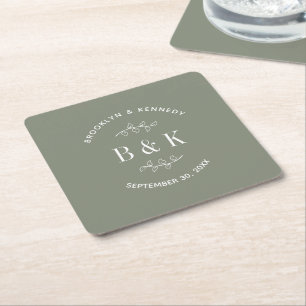 Name des botanischen Monogrammkopfes Rechteckiger Pappuntersetzer