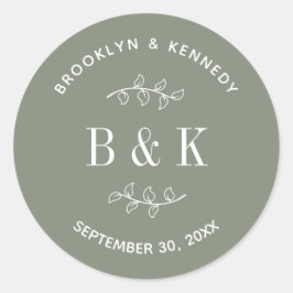 Name des botanischen Monogrammkopfes Runder Aufkleber