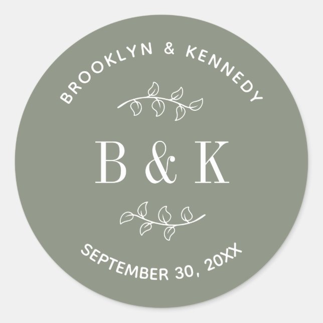 Name des botanischen Monogrammkopfes Runder Aufkleber (Vorderseite)
