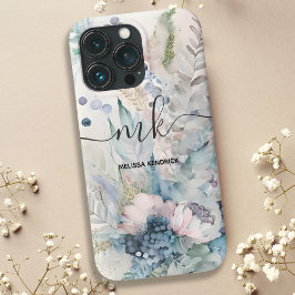 Name des Botanischen Monogramms Vintag Blush Pink Case-Mate iPhone Hülle