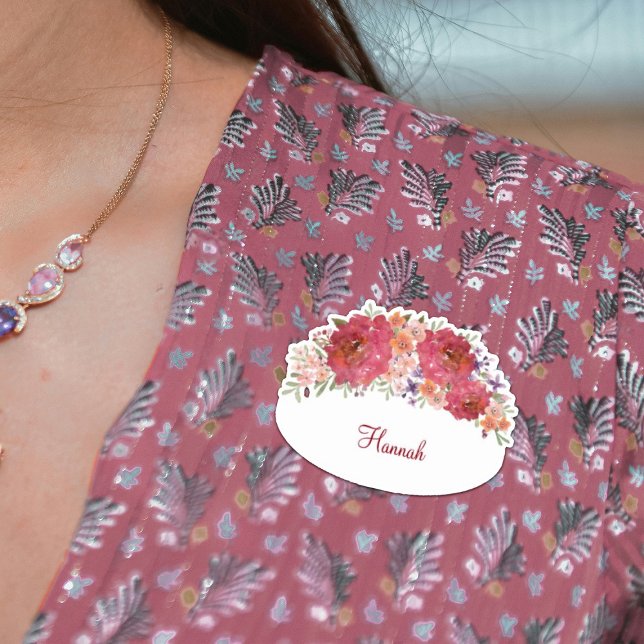 Name des Brautparty für das Blumenwasser Aufkleber (Watercolor Floral Bridal Shower Name Tag Sticker)