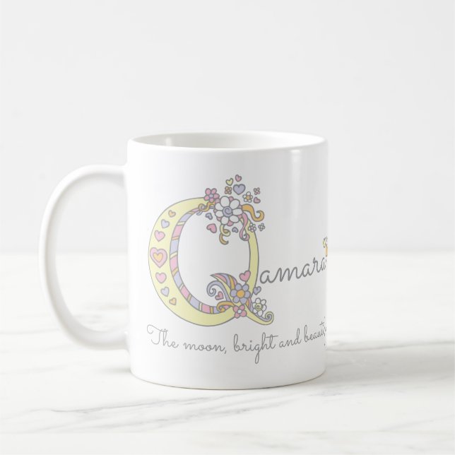 Name des Buchstaben Q bedeutet Monogramm-Tasse Kaffeetasse (Links)