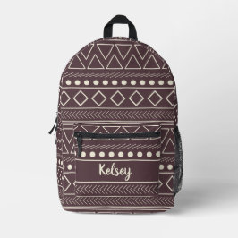 Name des coolen dunklen Mudcloth Monogramms Bedruckter Rucksack