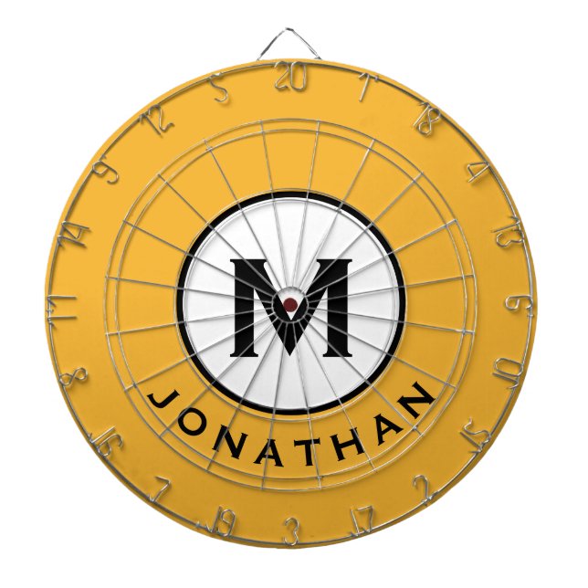 Name des coolen Mustard Yellow Monogramms Dartscheibe (vorne)