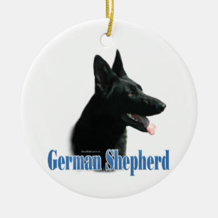 Name des deutschen Hirten (schwarz) Keramik Ornament
