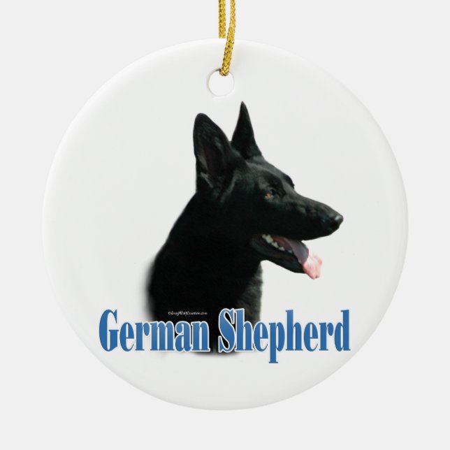 Name des deutschen Hirten (schwarz) Keramik Ornament (Vorne)