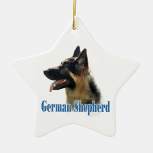 Name des deutschen Hirten (schwarz/tan) Keramik Ornament