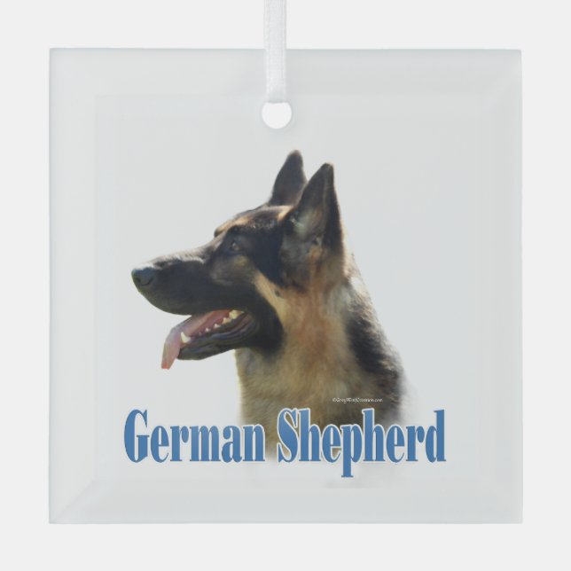 Name des deutschen Hirten (schwarz/tan) Ornament Aus Glas (Vorderseite)