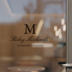 Name des einfachen Schwarzen Eleganten Monogrammes Fensteraufkleber