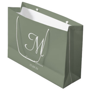 Name des eleganten Formats Grün und Weiß Große Geschenktüte
