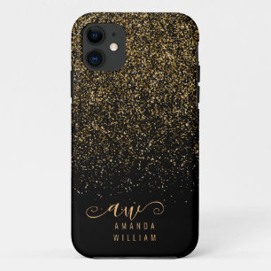 Name des eleganten Gold Glitzer Glam Monogram Case-Mate iPhone Hülle