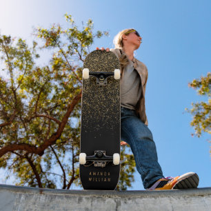 Name des eleganten Gold Glitzer Glam Monogram Skateboard