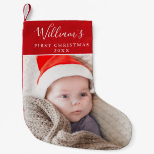 Name des ersten Weihnachtsfotos des Babys Kleiner Weihnachtsstrumpf