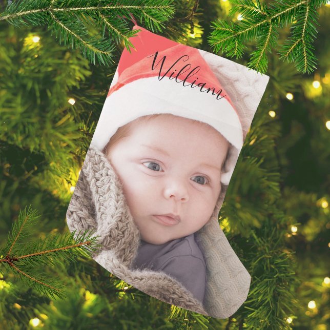 Name des ersten Weihnachtsgeburts für Baby Kleiner Weihnachtsstrumpf (Baby's First Christmas Photo Name Small Christmas Stocking)